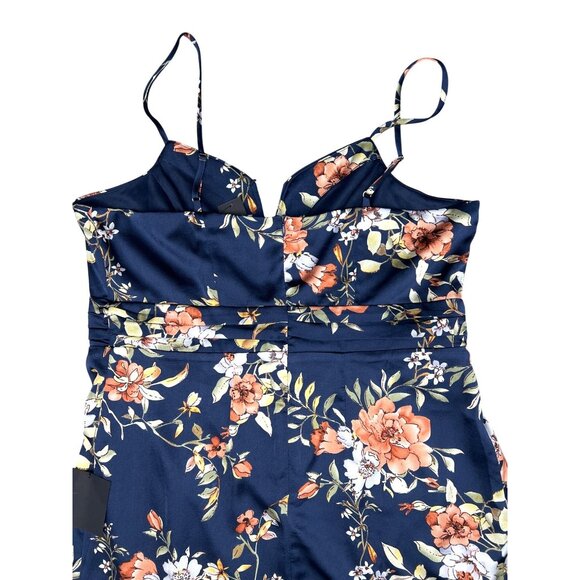 Lulus My Favorite Day Womens Navy Blue Floral Print Tulipl Wrap Midi Dress XXL - Picture 9 of 15